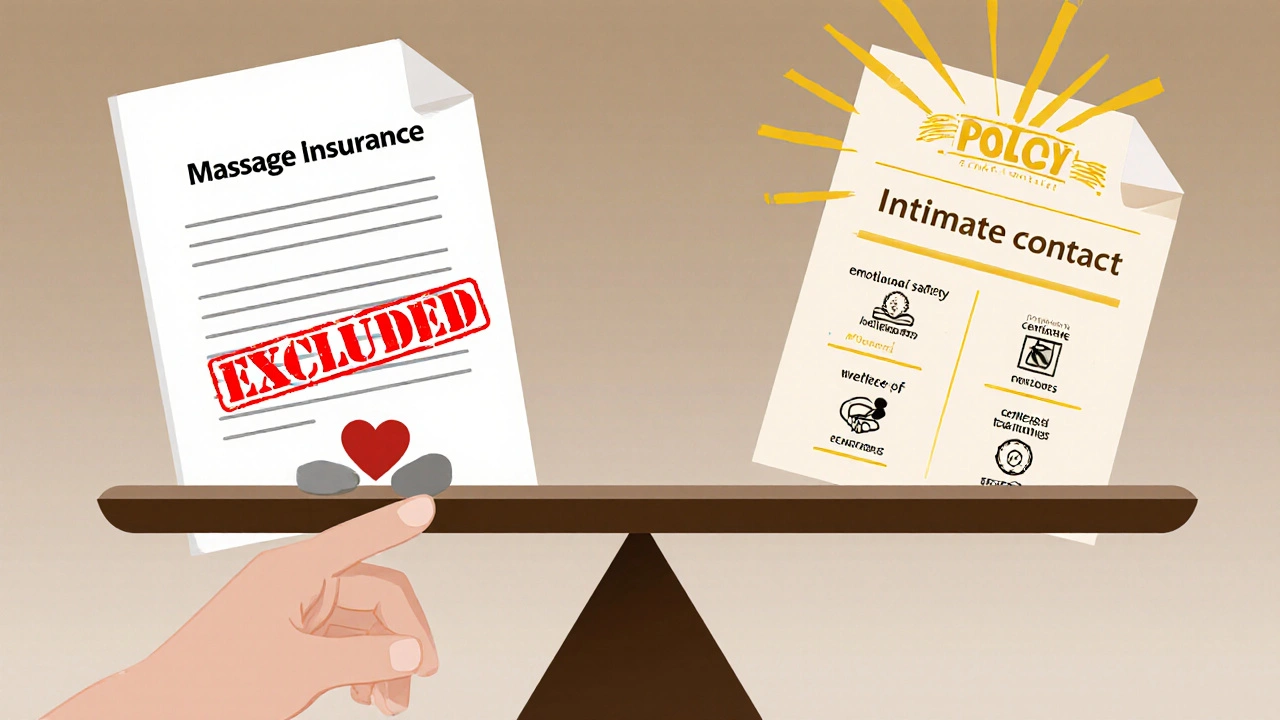 Symbolická váha mezi běžným a specializovaným pojištěním pro tantrické maséry.