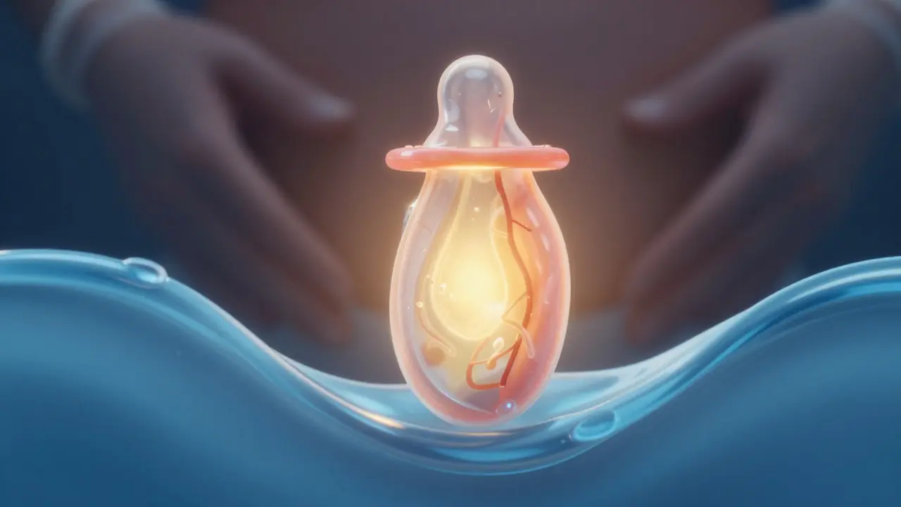 Abstraktní znázornění zdravé prostaty s uvolňujícím se sekretem.