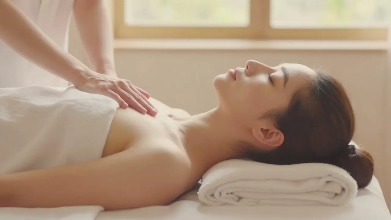 Osoba klade ruce na hrudník s pocitem spojení s tělem