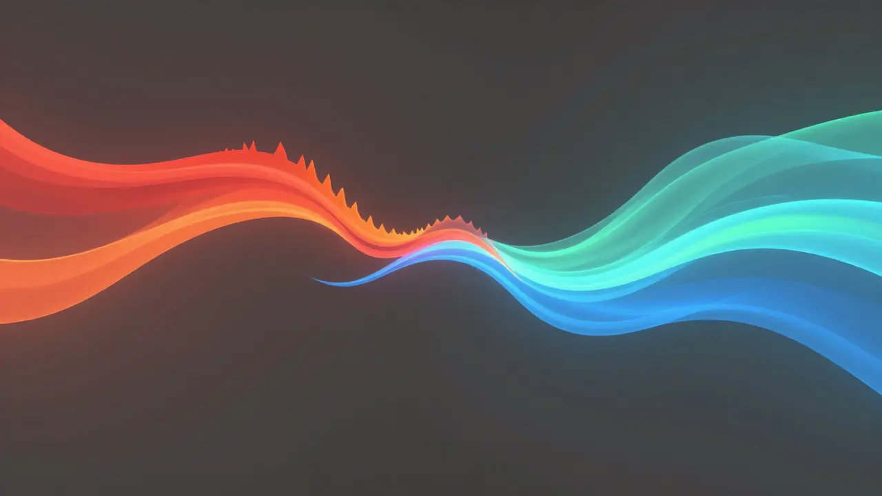 Abstraktní vizualizace přechodu ze stresu do relaxace