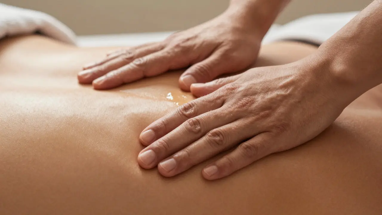 Close up of hands showing deep Shiatsu pressure versus light Tantric touch