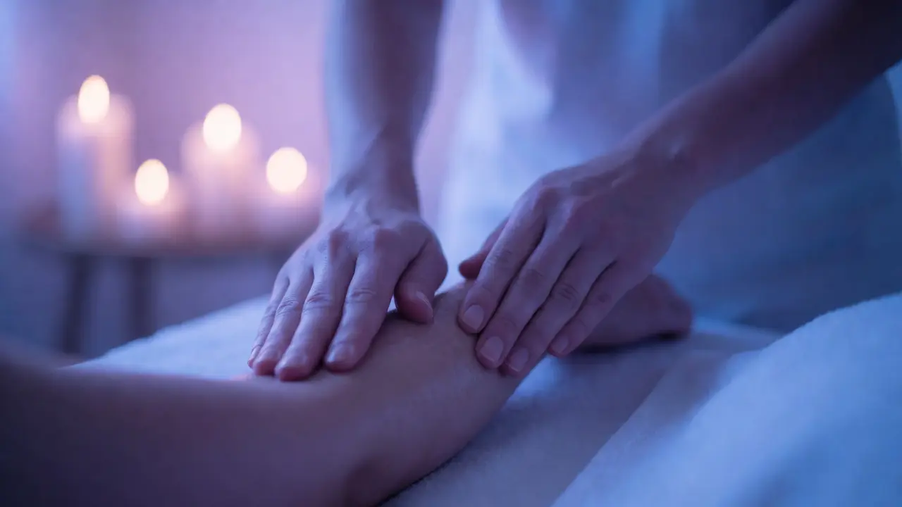Jemný dotyk olejem při tantrické masáži v meditativní atmosféře